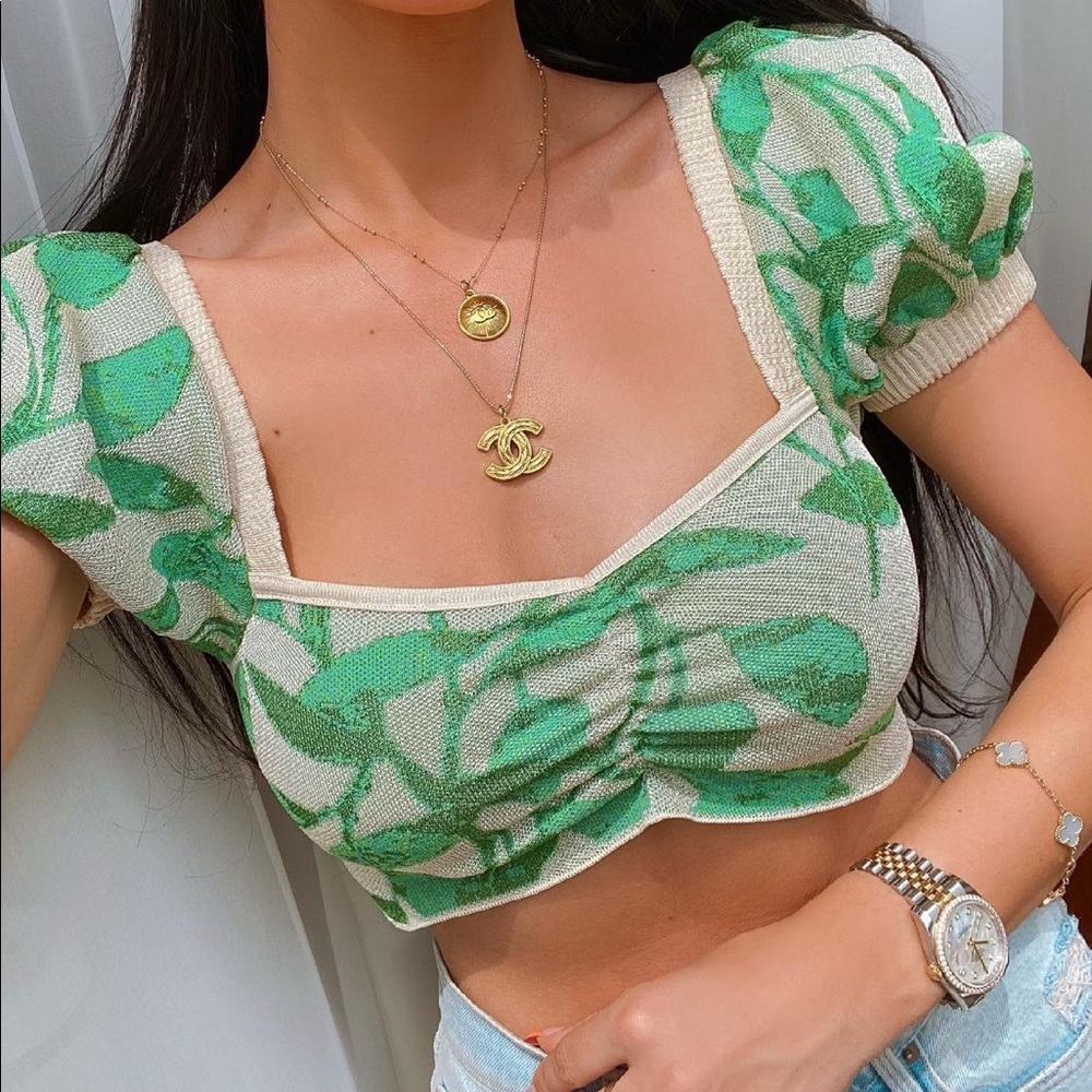 NWT leaf Zara cropped knit top - Picture 2 of 16